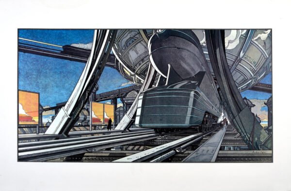 Lithographie François Schuiten: le dernier train supplémentaire